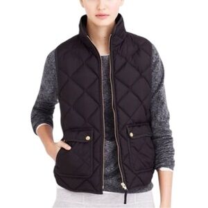 J. Crew Black Excursion Diamond Quilted Down Puffer Vest size XS
